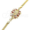 Oro Laminado Fancy Bracelet, Gold Filled Style with Garnet and White Cubic Zirconia, Polished, Golden Finish, 03.63.2126.08 (04 MM Thickness, 8 Inches Length)