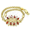Oro Laminado Fancy Bracelet, Gold Filled Style with Garnet and White Cubic Zirconia, Polished, Golden Finish, 03.63.2126.08 (04 MM Thickness, 8 Inches Length)
