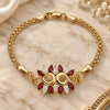 Oro Laminado Fancy Bracelet, Gold Filled Style with Garnet and White Cubic Zirconia, Polished, Golden Finish, 03.63.2126.08 (04 MM Thickness, 8 Inches Length)