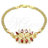 Oro Laminado Fancy Bracelet, Gold Filled Style with Garnet and White Cubic Zirconia, Polished, Golden Finish, 03.63.2126.08 (04 MM Thickness, 8 Inches Length)