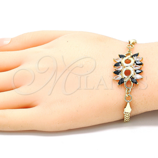 Gold Filled Bracelet — Fancy Bracelet with Black and White Cubic Zirconia — alternate product view — SKU 130149 | Oro Laminado brazalete — elegante Bracelet with negro and blanco Cubic Zirconia — SKU 130149