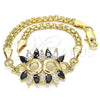 Oro Laminado Fancy Bracelet, Gold Filled Style with Black and White Cubic Zirconia, Polished, Golden Finish, 03.63.2126.1.08 (04 MM Thickness, 8 Inches Length)