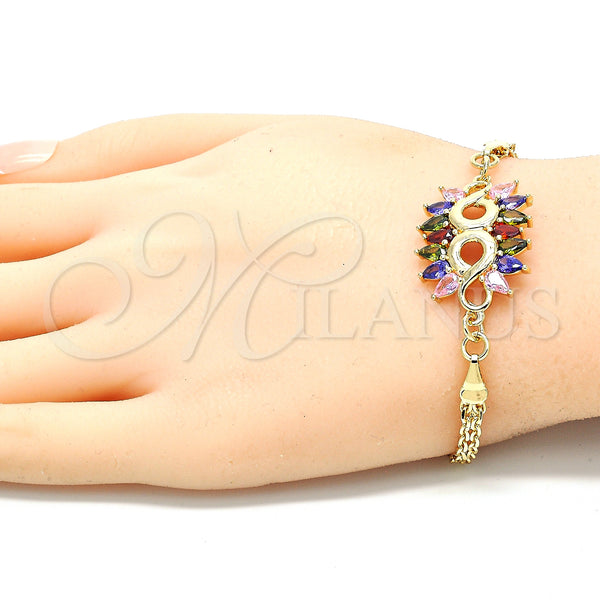 Gold Filled Bracelet — Fancy Bracelet with Multicolor Cubic Zirconia Polished 03.63. — alternate product view — SKU 130150 | Oro Laminado brazalete — elegante Bracelet with Multicolor Cubic Zirconia pulido 03.63. — SKU 130150