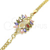 Oro Laminado Fancy Bracelet, Gold Filled Style with Multicolor Cubic Zirconia, Polished, Golden Finish, 03.63.2126.2.08 (04 MM Thickness, 8 Inches Length)