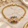 Oro Laminado Fancy Bracelet, Gold Filled Style with Multicolor Cubic Zirconia, Polished, Golden Finish, 03.63.2126.2.08 (04 MM Thickness, 8 Inches Length)
