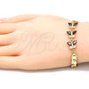 Oro Laminado Fancy Bracelet, Gold Filled Style Butterfly Design, with Black and White Cubic Zirconia, Polished, Golden Finish, 03.63.2127.1.07 (06 MM Thickness, 7 Inches Length)