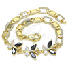Oro Laminado Fancy Bracelet, Gold Filled Style Butterfly Design, with Black and White Cubic Zirconia, Polished, Golden Finish, 03.63.2127.1.07 (06 MM Thickness, 7 Inches Length)