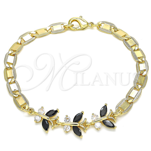 Gold Filled Bracelet — Fancy Bracelet Butterfly Design with Black and White — main product view — SKU 130152 | Oro Laminado brazalete — elegante Bracelet Butterfly diseño with negro and blanco — SKU 130152