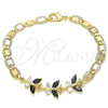 Oro Laminado Fancy Bracelet, Gold Filled Style Butterfly Design, with Black and White Cubic Zirconia, Polished, Golden Finish, 03.63.2127.1.07 (06 MM Thickness, 7 Inches Length)