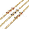 Oro Laminado Fancy Bracelet, Gold Filled Style Butterfly Design, with Black and White Cubic Zirconia, Polished, Golden Finish, 03.63.2127.1.07 (06 MM Thickness, 7 Inches Length)