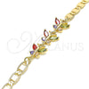 Oro Laminado Fancy Bracelet, Gold Filled Style Butterfly Design, with Multicolor Cubic Zirconia, Polished, Golden Finish, 03.63.2127.2.07 (06 MM Thickness, 7 Inches Length)