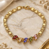 Oro Laminado Fancy Bracelet, Gold Filled Style Leaf Design, with Multicolor Cubic Zirconia, Polished, Golden Finish, 03.63.2128.2.08 (05 MM Thickness, 8 Inches Length)