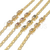 Oro Laminado Fancy Bracelet, Gold Filled Style Elephant Design, with Black and White Cubic Zirconia, Polished, Golden Finish, 03.63.2131.2.07 (05 MM Thickness, 7 Inches Length)