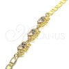 Oro Laminado Fancy Bracelet, Gold Filled Style Elephant Design, with Multicolor Cubic Zirconia, Polished, Golden Finish, 03.63.2131.3.07 (05 MM Thickness, 7 Inches Length)