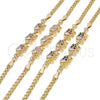 Oro Laminado Fancy Bracelet, Gold Filled Style Elephant Design, with Garnet and White Cubic Zirconia, Polished, Golden Finish, 03.63.2132.1.08 (04 MM Thickness, 8 Inches Length)