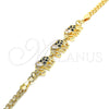 Oro Laminado Fancy Bracelet, Gold Filled Style Elephant Design, with Black and White Cubic Zirconia, Polished, Golden Finish, 03.63.2132.2.08 (04 MM Thickness, 8 Inches Length)