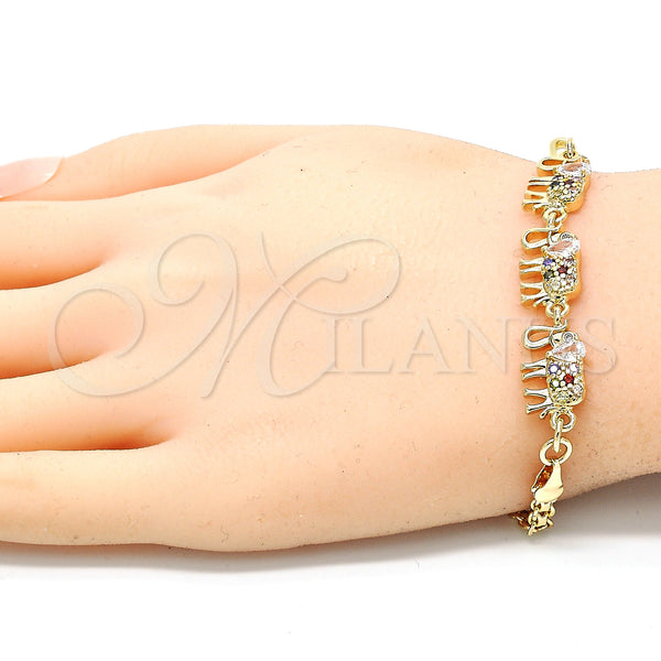 Gold Filled Bracelet — Fancy Bracelet Elephant Design with Multicolor Cubic Zirconia — alternate product view — SKU 130171 | Oro Laminado brazalete — elegante Bracelet Elephant diseño with Multicolor Cubic Zirconia — SKU 130171
