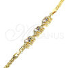 Oro Laminado Fancy Bracelet, Gold Filled Style Elephant Design, with Multicolor Cubic Zirconia, Polished, Golden Finish, 03.63.2132.3.08 (04 MM Thickness, 8 Inches Length)