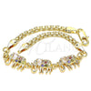 Oro Laminado Fancy Bracelet, Gold Filled Style Elephant Design, with Multicolor Cubic Zirconia, Polished, Golden Finish, 03.63.2132.3.08 (04 MM Thickness, 8 Inches Length)