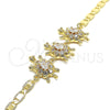 Oro Laminado Fancy Bracelet, Gold Filled Style Turtle Design, with White Cubic Zirconia, Polished, Golden Finish, 03.63.2133.08 (05 MM Thickness, 8 Inches Length)