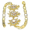 Oro Laminado Fancy Bracelet, Gold Filled Style Turtle Design, with White Cubic Zirconia, Polished, Golden Finish, 03.63.2133.08 (05 MM Thickness, 8 Inches Length)