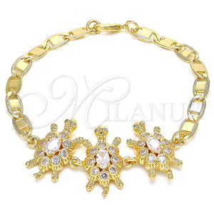 Gold Filled Bracelet — Fancy Bracelet Turtle Design with White Cubic Zirconia — main product view — SKU 130172 | Oro Laminado brazalete — elegante Bracelet Turtle diseño with blanco Cubic Zirconia — SKU 130172