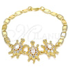 Oro Laminado Fancy Bracelet, Gold Filled Style Turtle Design, with White Cubic Zirconia, Polished, Golden Finish, 03.63.2133.08 (05 MM Thickness, 8 Inches Length)