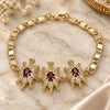 Oro Laminado Fancy Bracelet, Gold Filled Style Turtle Design, with Garnet and White Cubic Zirconia, Polished, Golden Finish, 03.63.2133.1.08 (05 MM Thickness, 8 Inches Length)