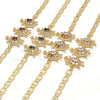 Oro Laminado Fancy Bracelet, Gold Filled Style Turtle Design, with Garnet and White Cubic Zirconia, Polished, Golden Finish, 03.63.2133.1.08 (05 MM Thickness, 8 Inches Length)