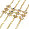 Oro Laminado Fancy Bracelet, Gold Filled Style Turtle Design, with Garnet and White Cubic Zirconia, Polished, Golden Finish, 03.63.2133.1.08 (05 MM Thickness, 8 Inches Length)