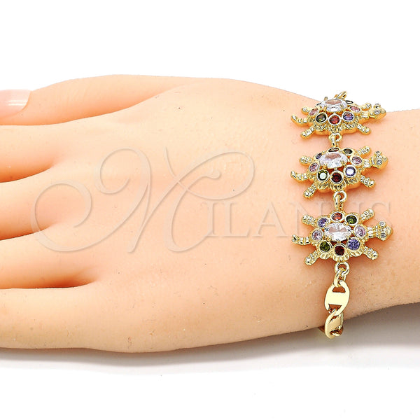 Gold Filled Bracelet — Fancy Bracelet Turtle Design with Multicolor Cubic Zirconia — alternate product view — SKU 130175 | Oro Laminado brazalete — elegante Bracelet Turtle diseño with Multicolor Cubic Zirconia — SKU 130175