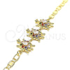 Oro Laminado Fancy Bracelet, Gold Filled Style Turtle Design, with Multicolor Cubic Zirconia, Polished, Golden Finish, 03.63.2133.3.08 (05 MM Thickness, 8 Inches Length)