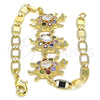 Oro Laminado Fancy Bracelet, Gold Filled Style Turtle Design, with Multicolor Cubic Zirconia, Polished, Golden Finish, 03.63.2133.3.08 (05 MM Thickness, 8 Inches Length)