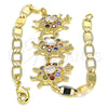 Oro Laminado Fancy Bracelet, Gold Filled Style Turtle Design, with Multicolor Cubic Zirconia, Polished, Golden Finish, 03.63.2133.3.08 (05 MM Thickness, 8 Inches Length)