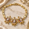 Oro Laminado Fancy Bracelet, Gold Filled Style Turtle Design, with Multicolor Cubic Zirconia, Polished, Golden Finish, 03.63.2133.3.08 (05 MM Thickness, 8 Inches Length)