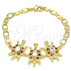 Oro Laminado Fancy Bracelet, Gold Filled Style Turtle Design, with Multicolor Cubic Zirconia, Polished, Golden Finish, 03.63.2133.3.08 (05 MM Thickness, 8 Inches Length)