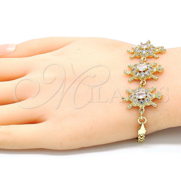 Gold Filled Bracelet — Fancy Bracelet Turtle Design with White Cubic Zirconia — alternate product view — SKU 130176 | Oro Laminado brazalete — elegante Bracelet Turtle diseño with blanco Cubic Zirconia — SKU 130176