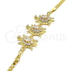 Oro Laminado Fancy Bracelet, Gold Filled Style Turtle Design, with White Cubic Zirconia, Polished, Golden Finish, 03.63.2134.07 (04 MM Thickness, 7 Inches Length)