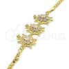Oro Laminado Fancy Bracelet, Gold Filled Style Turtle Design, with White Cubic Zirconia, Polished, Golden Finish, 03.63.2134.07 (04 MM Thickness, 7 Inches Length)