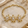 Oro Laminado Fancy Bracelet, Gold Filled Style Turtle Design, with White Cubic Zirconia, Polished, Golden Finish, 03.63.2134.07 (04 MM Thickness, 7 Inches Length)