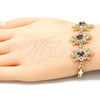 Oro Laminado Fancy Bracelet, Gold Filled Style Turtle Design, with Garnet and White Cubic Zirconia, Polished, Golden Finish, 03.63.2134.1.07 (04 MM Thickness, 70 Inches Length)