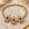 Oro Laminado Fancy Bracelet, Gold Filled Style Turtle Design, with Garnet and White Cubic Zirconia, Polished, Golden Finish, 03.63.2134.1.07 (04 MM Thickness, 70 Inches Length)