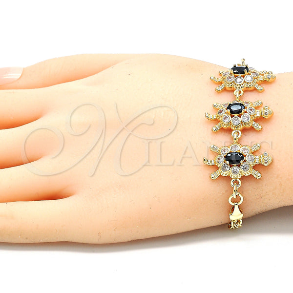 Gold Filled Bracelet — Fancy Bracelet Turtle Design with Black and White — alternate product view — SKU 130178 | Oro Laminado brazalete — elegante Bracelet Turtle diseño with negro and blanco — SKU 130178