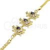 Oro Laminado Fancy Bracelet, Gold Filled Style Turtle Design, with Black and White Cubic Zirconia, Polished, Golden Finish, 03.63.2134.2.07 (04 MM Thickness, 7 Inches Length)