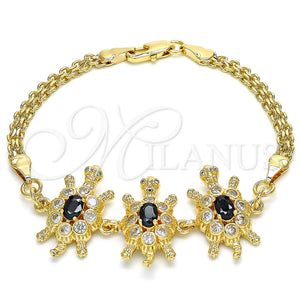 Gold Filled Bracelet — Fancy Bracelet Turtle Design with Black and White — main product view — SKU 130178 | Oro Laminado brazalete — elegante Bracelet Turtle diseño with negro and blanco — SKU 130178