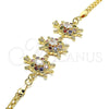 Oro Laminado Fancy Bracelet, Gold Filled Style Turtle Design, with Multicolor Cubic Zirconia, Polished, Golden Finish, 03.63.2134.3.07 (04 MM Thickness, 7 Inches Length)