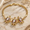 Oro Laminado Fancy Bracelet, Gold Filled Style Turtle Design, with Multicolor Cubic Zirconia, Polished, Golden Finish, 03.63.2134.3.07 (04 MM Thickness, 7 Inches Length)