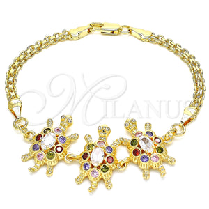 Gold Filled Bracelet — Fancy Bracelet Turtle Design with Multicolor Cubic Zirconia — main product view — SKU 130179 | Oro Laminado brazalete — elegante Bracelet Turtle diseño with Multicolor Cubic Zirconia — SKU 130179