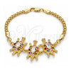 Oro Laminado Fancy Bracelet, Gold Filled Style Turtle Design, with Multicolor Cubic Zirconia, Polished, Golden Finish, 03.63.2134.3.07 (04 MM Thickness, 7 Inches Length)
