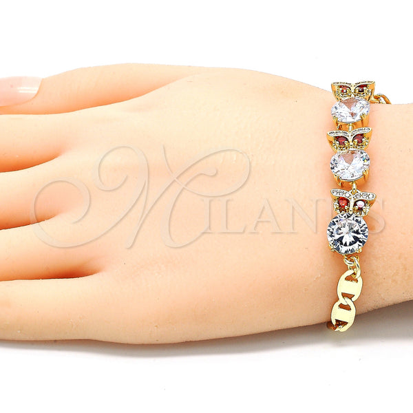 Gold Filled Bracelet — Fancy Bracelet Owl Design with Garnet and White — alternate product view — SKU 130180 | Oro Laminado brazalete — elegante Bracelet Owl diseño with Garnet and blanco — SKU 130180